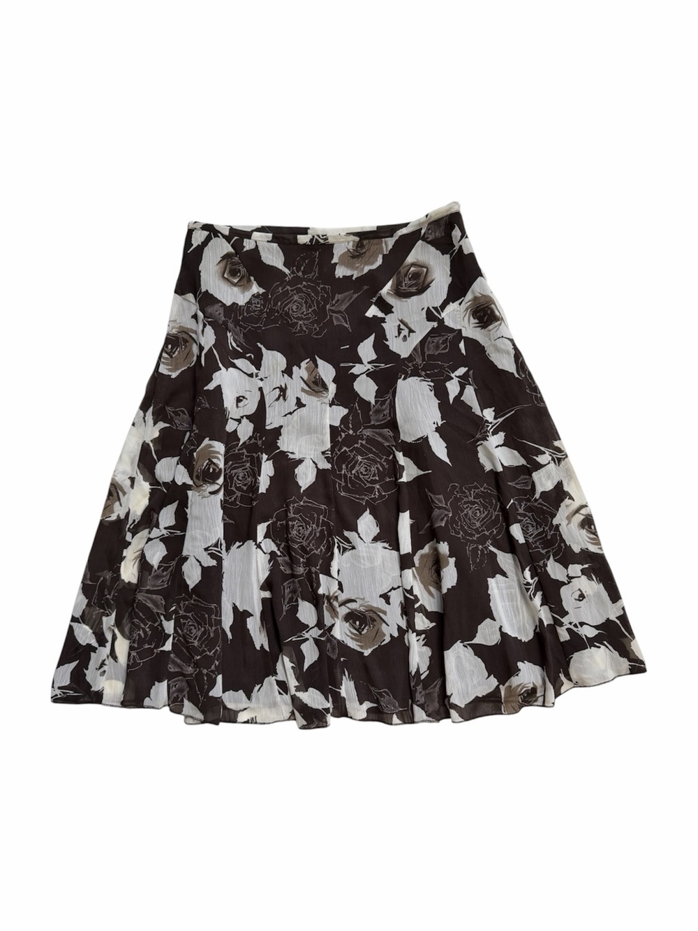 Reitmans Brown and White Floral Midi Skirt